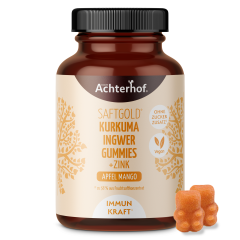 Saftgold Kurkuma Ingwer Gummies Apfel Mango + Zink (75 Stück)