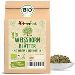 Weißdornblätter mit Blüten Bio