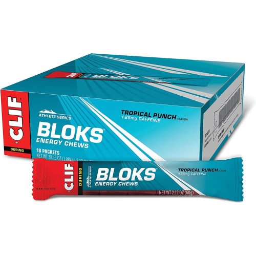 Clif Bloks Energy Chews - 18x60g - Tropical Punch mit Koffein