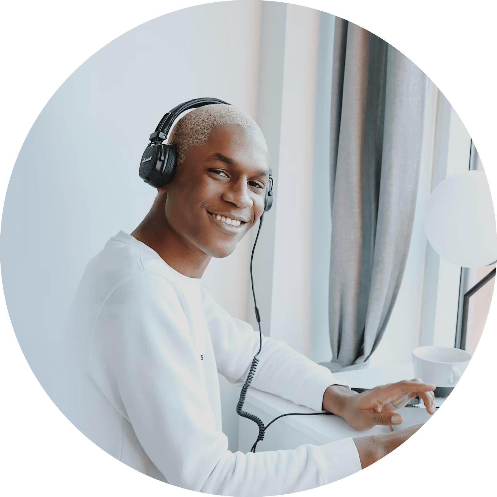 Smiling man with headphones