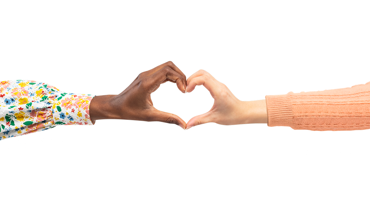 Hands joining in shape of a heart