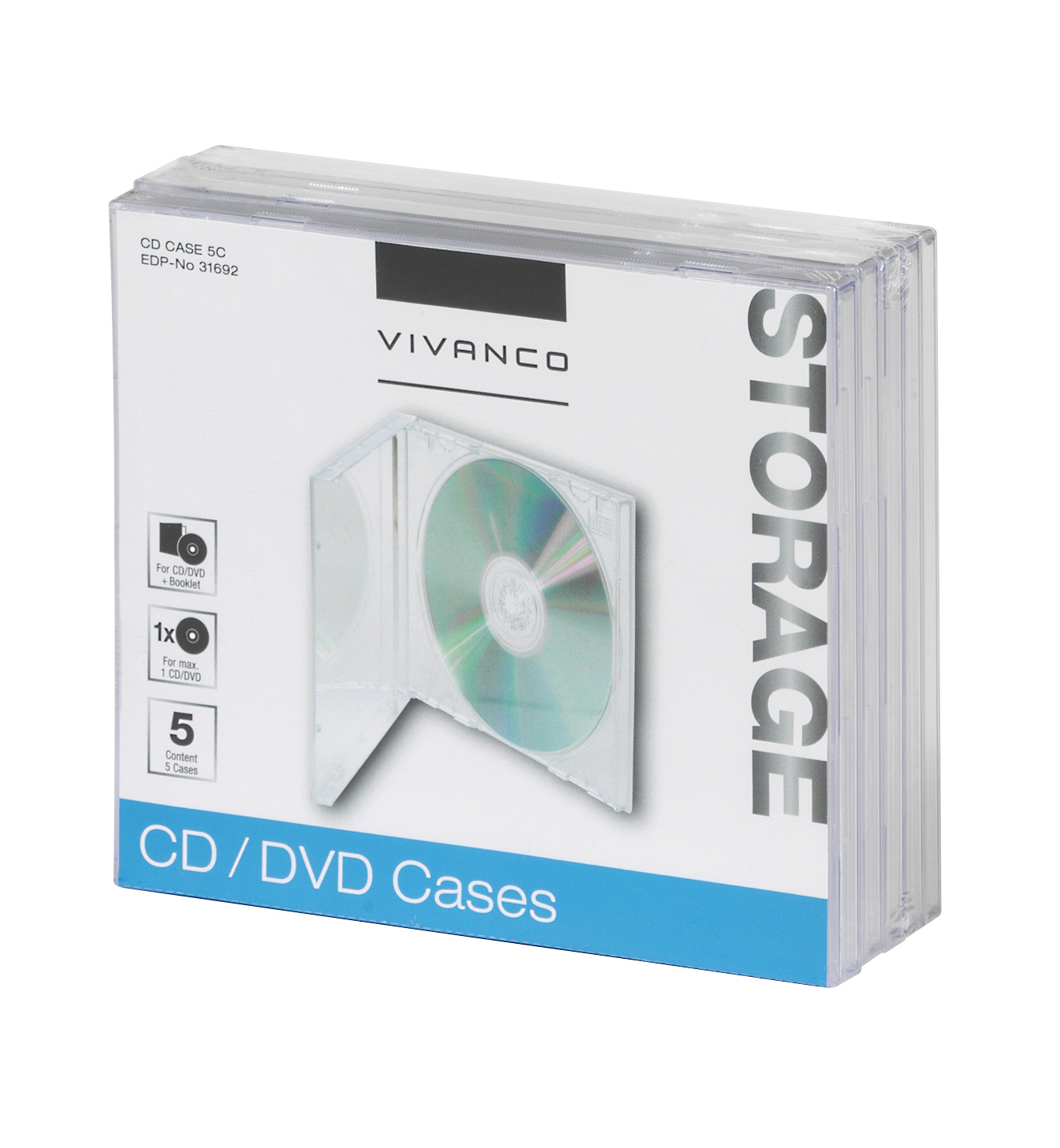 CD/DVD Jewel Case, 5er Pack