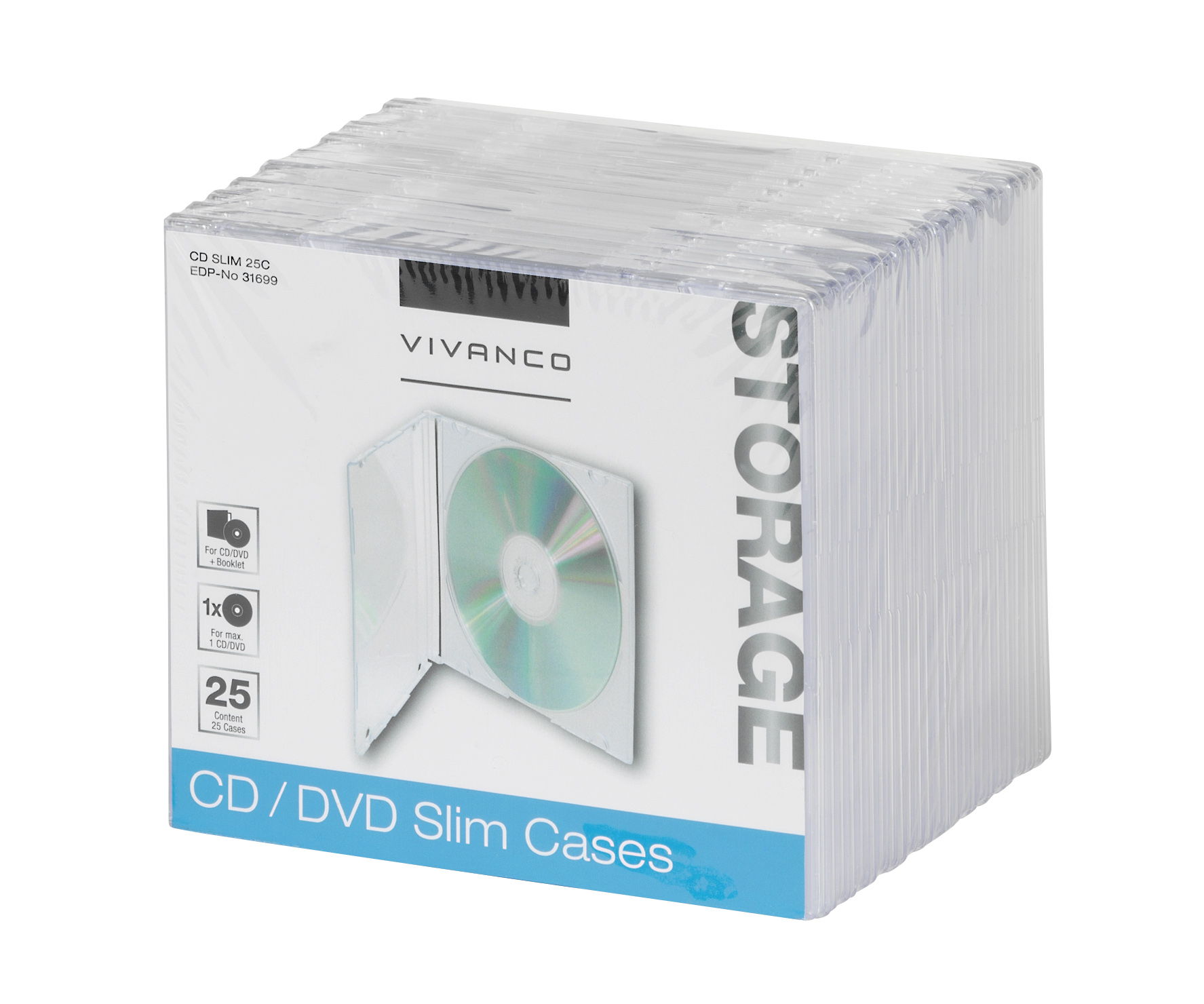 CD/DVD Slim Case, 25er Pack