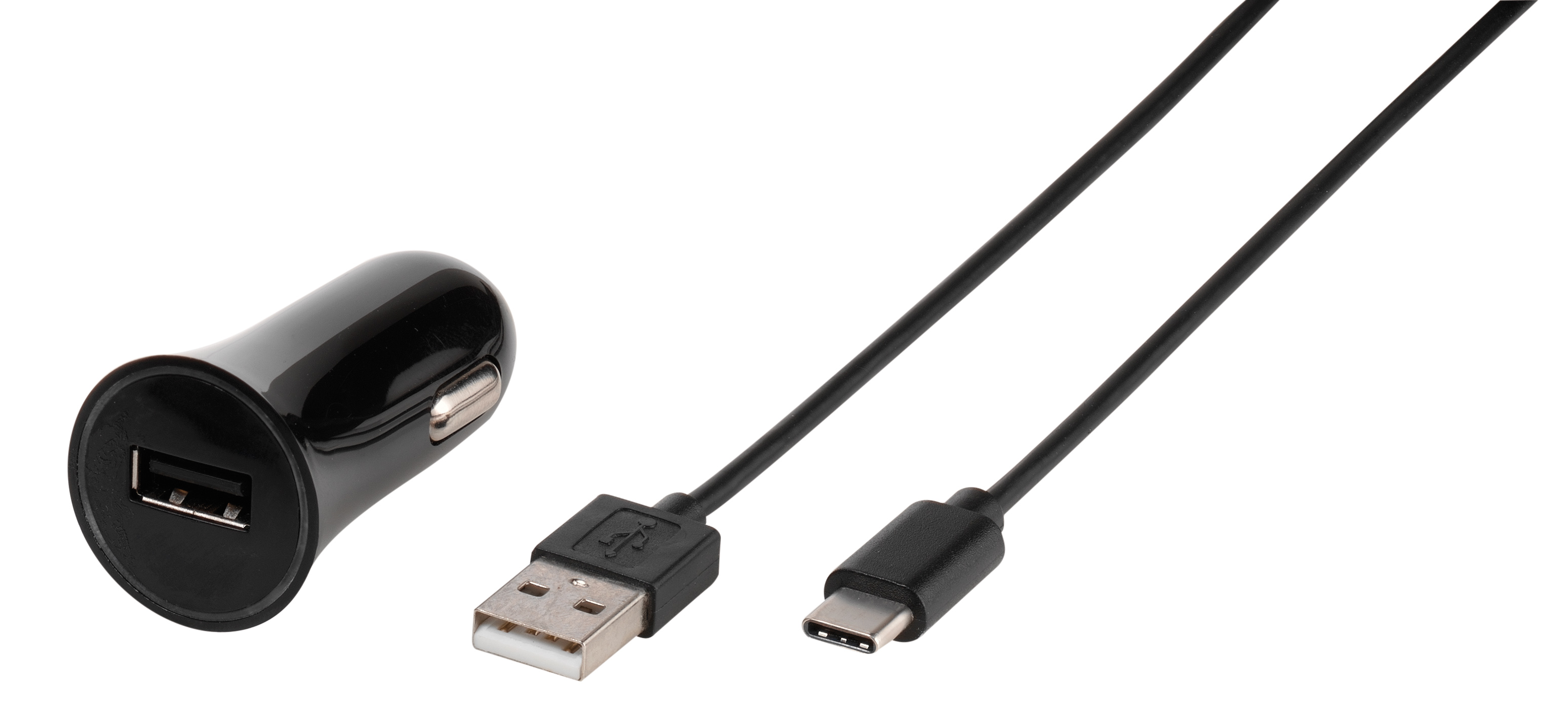 KFZ Prio 4.8 Ladegerät mit USB und USB-C Anschlüsse und Schnellladetechnik  – Schwarz - German