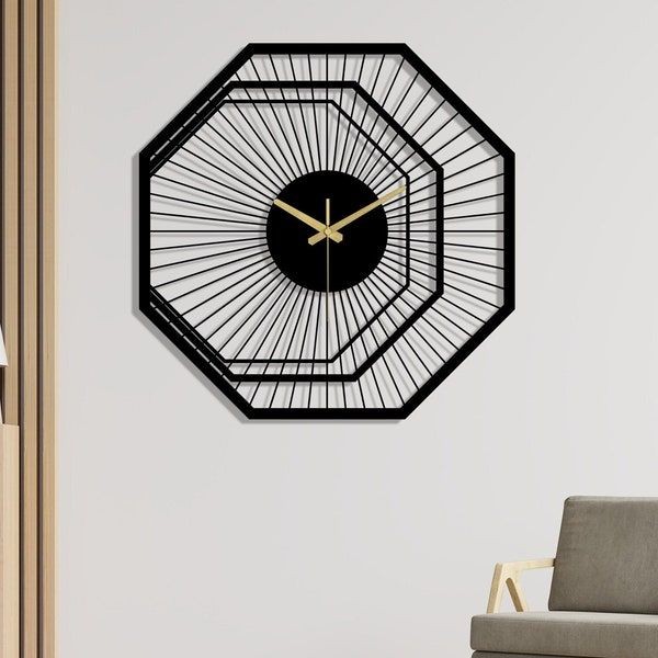 The Matte Black Octagon Geometric Clock