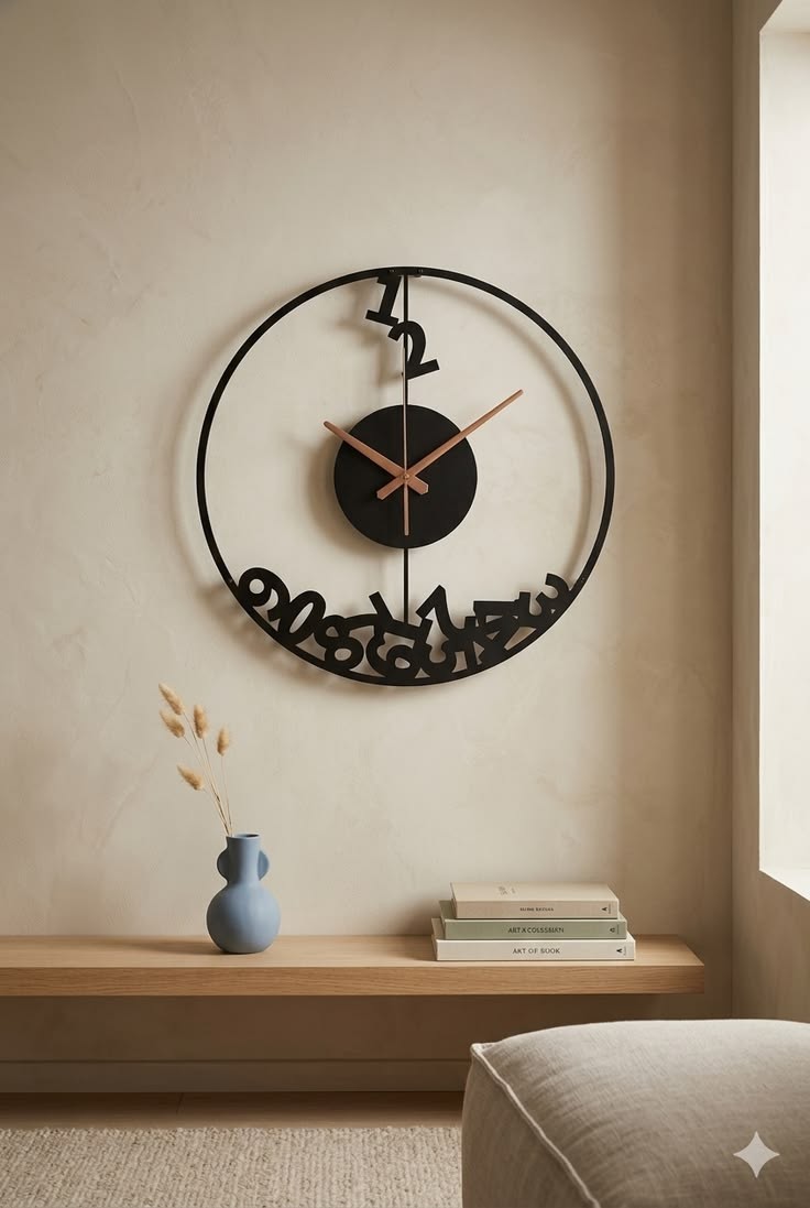 Modern Abstract Fallen Numbers Metal Clock