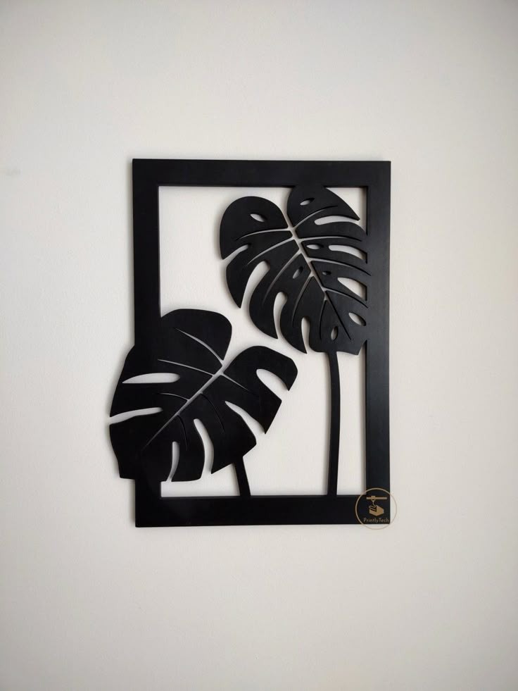 Minimalist Framed Monstera Metal Wall Art