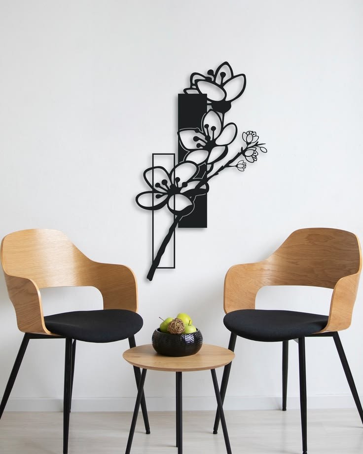 Modern Abstract Geometric Cherry Blossom Wall Art