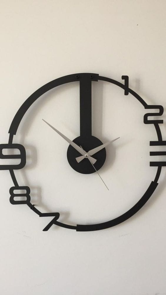 Modern Deconstructed Geometric Matte Black Clock