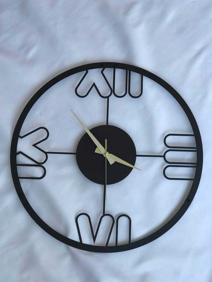 Industrial Open Frame Matte Black Clock