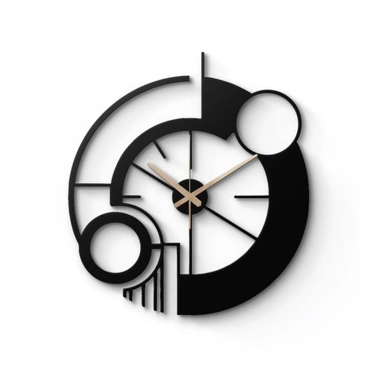 Modern Deconstructed Circular Black Wall Clock