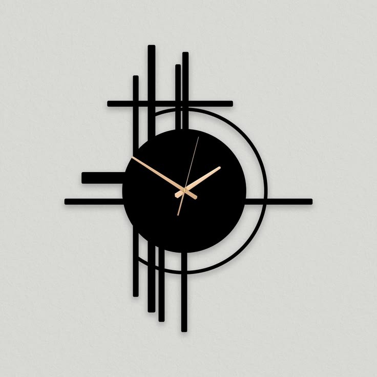 Contemporary Vertical Stripe Orbital Art Clock