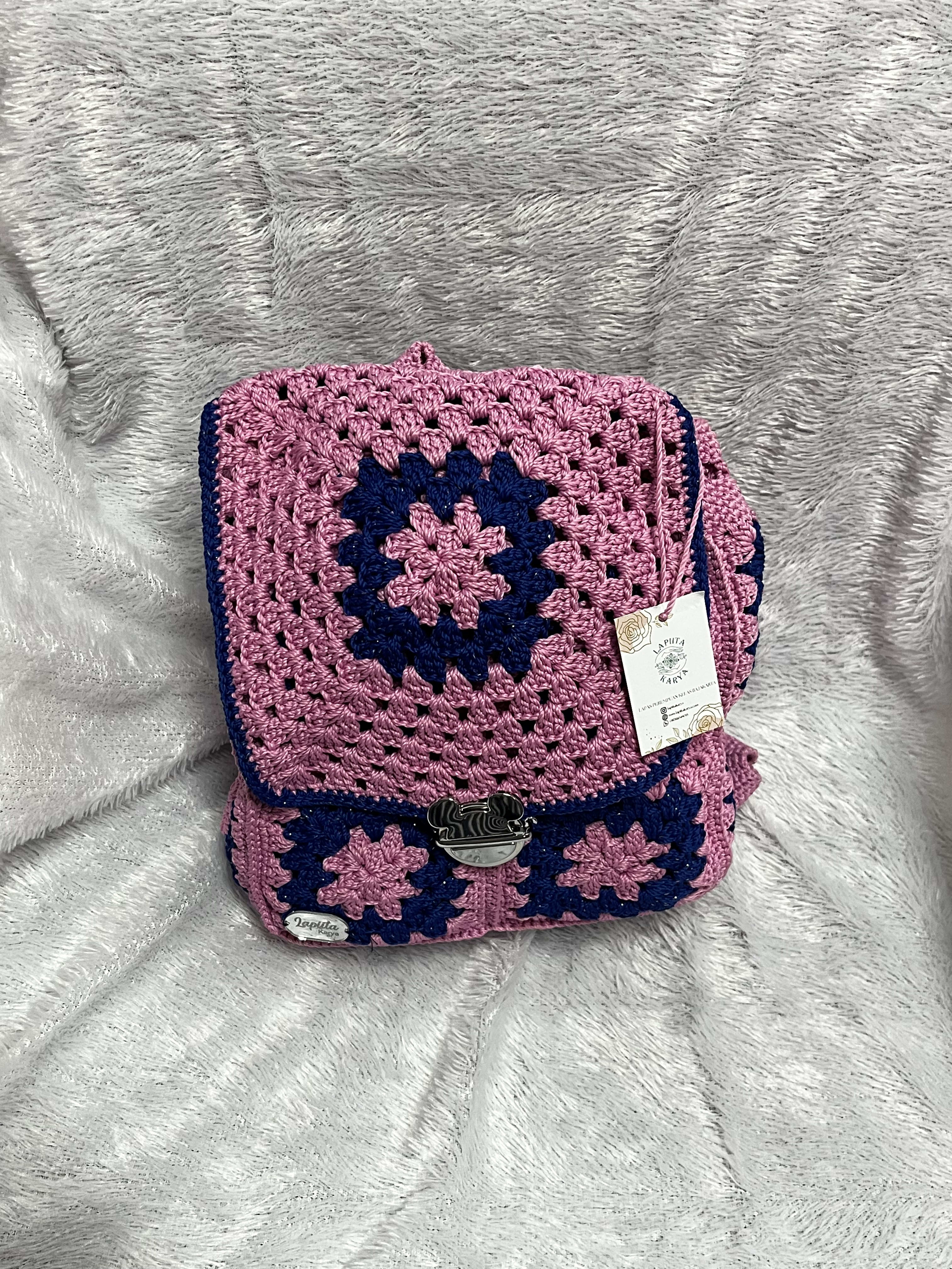 Backpack Rajut (Pink Ungu)