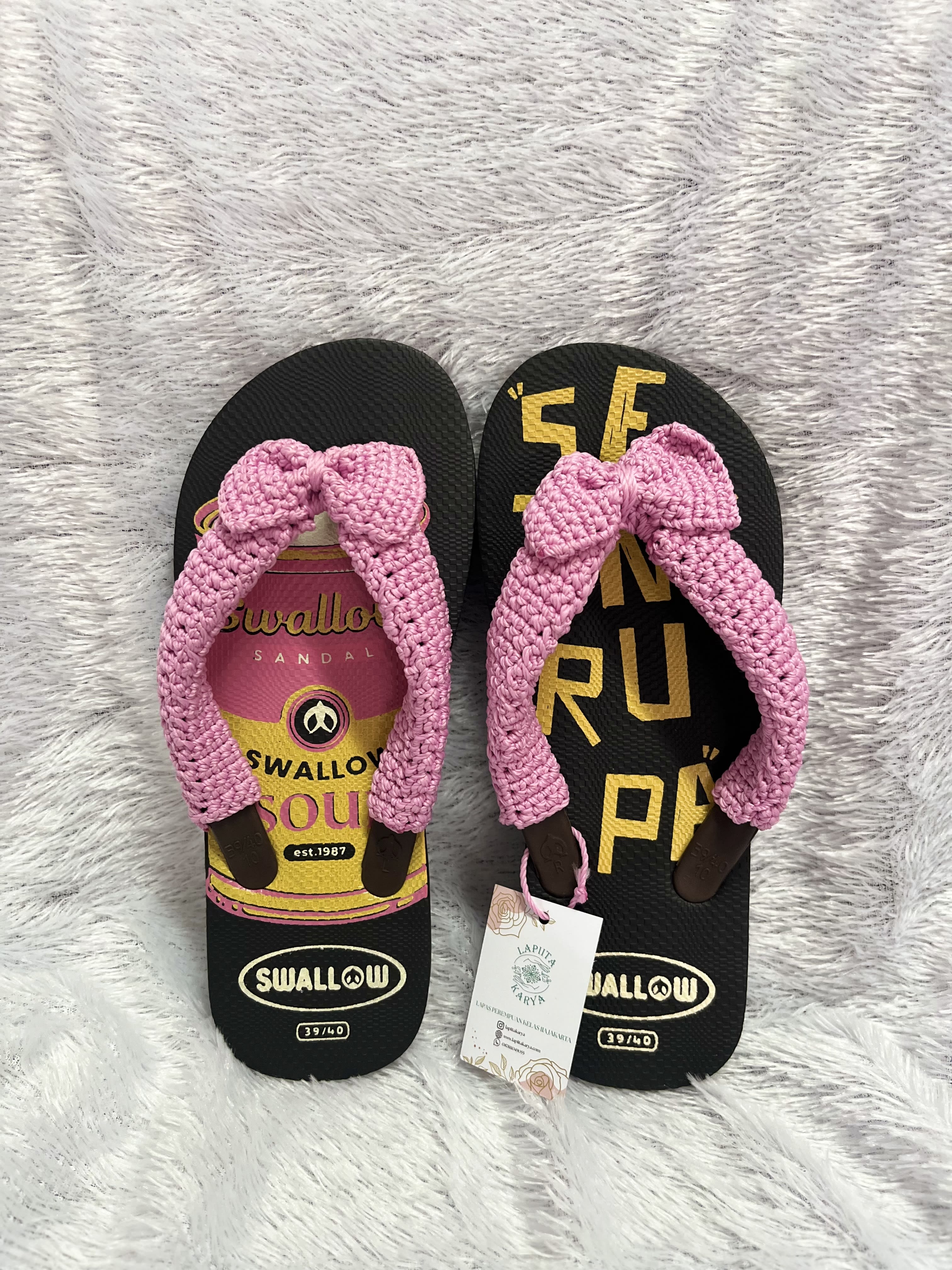 Sendal Rajut (Pink Hitam)