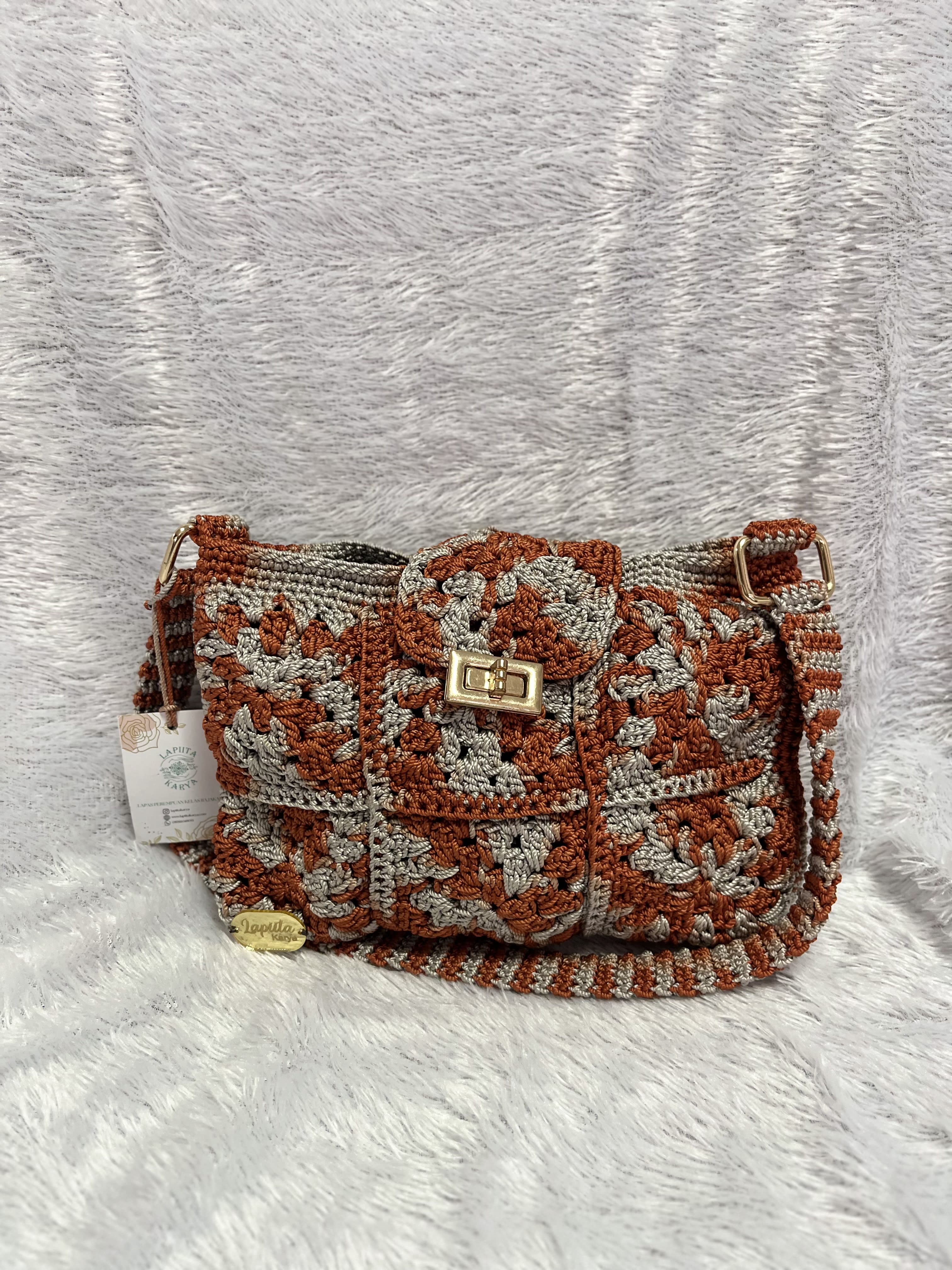 Tas Rajut (Abu-abu Orange)
