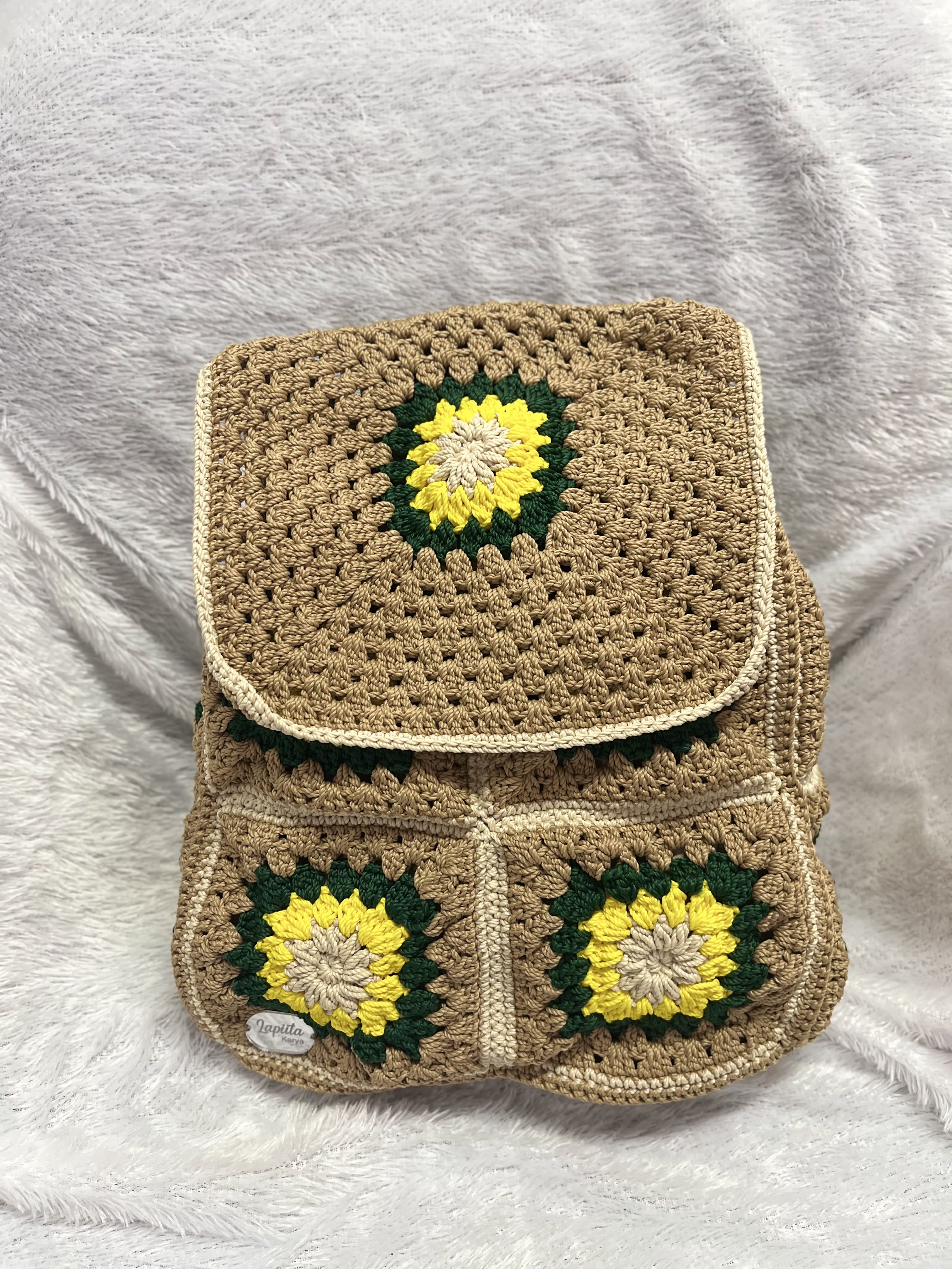 Backpack Rajut (Coklat Kuning)