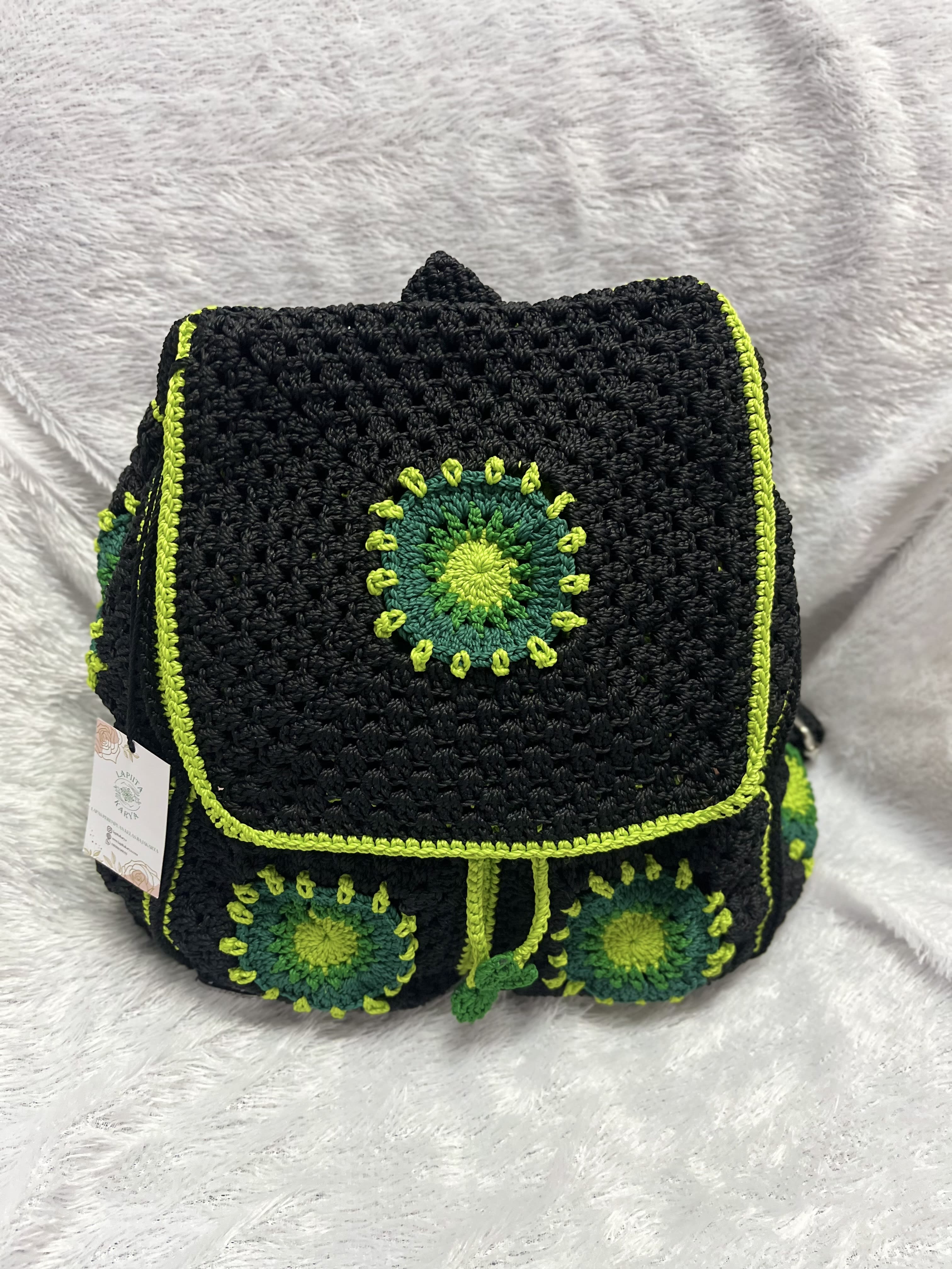 Backpack Rajut (Hitam Hijau)