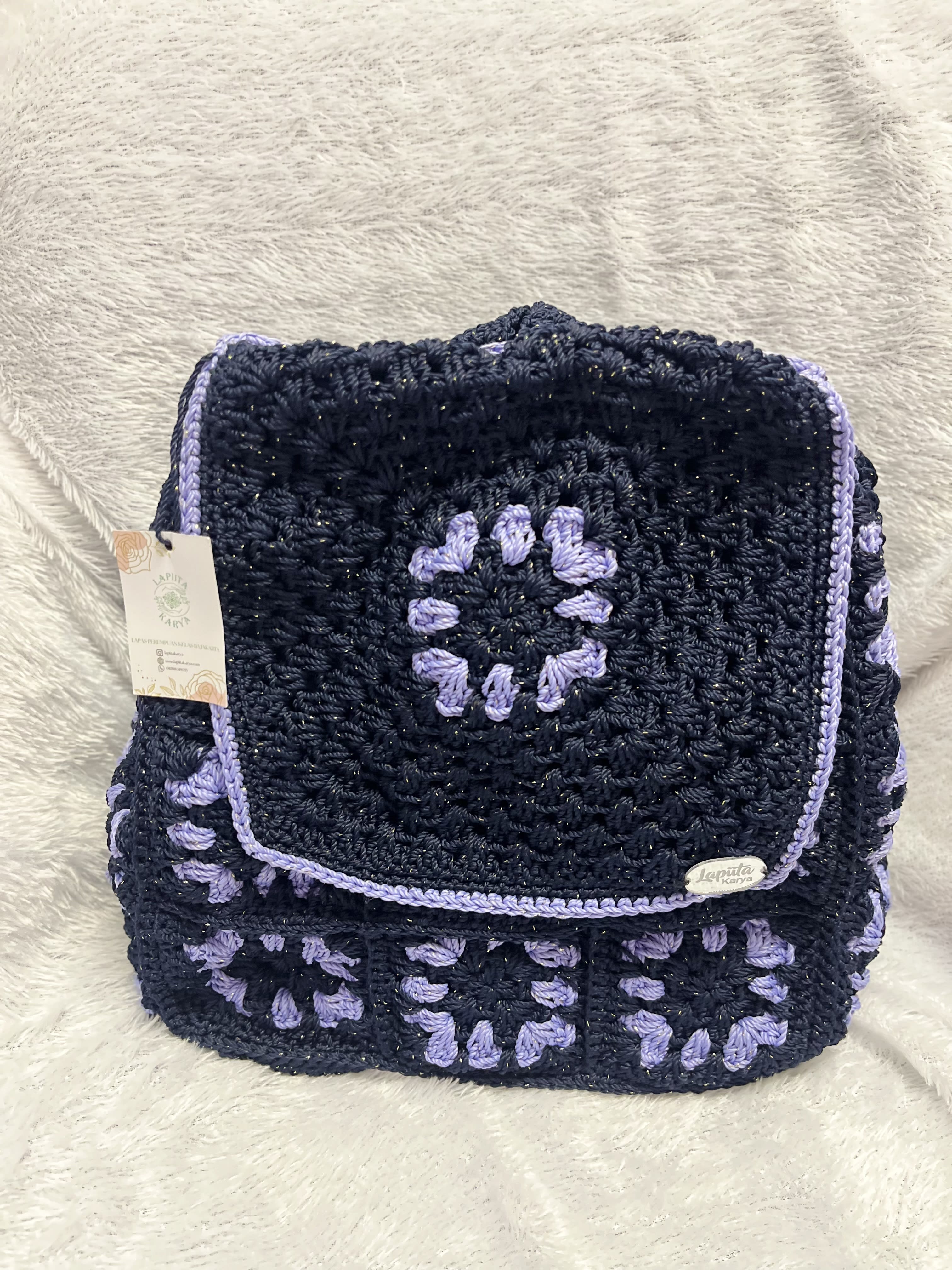 Backpack Rajut (Navy ungu)