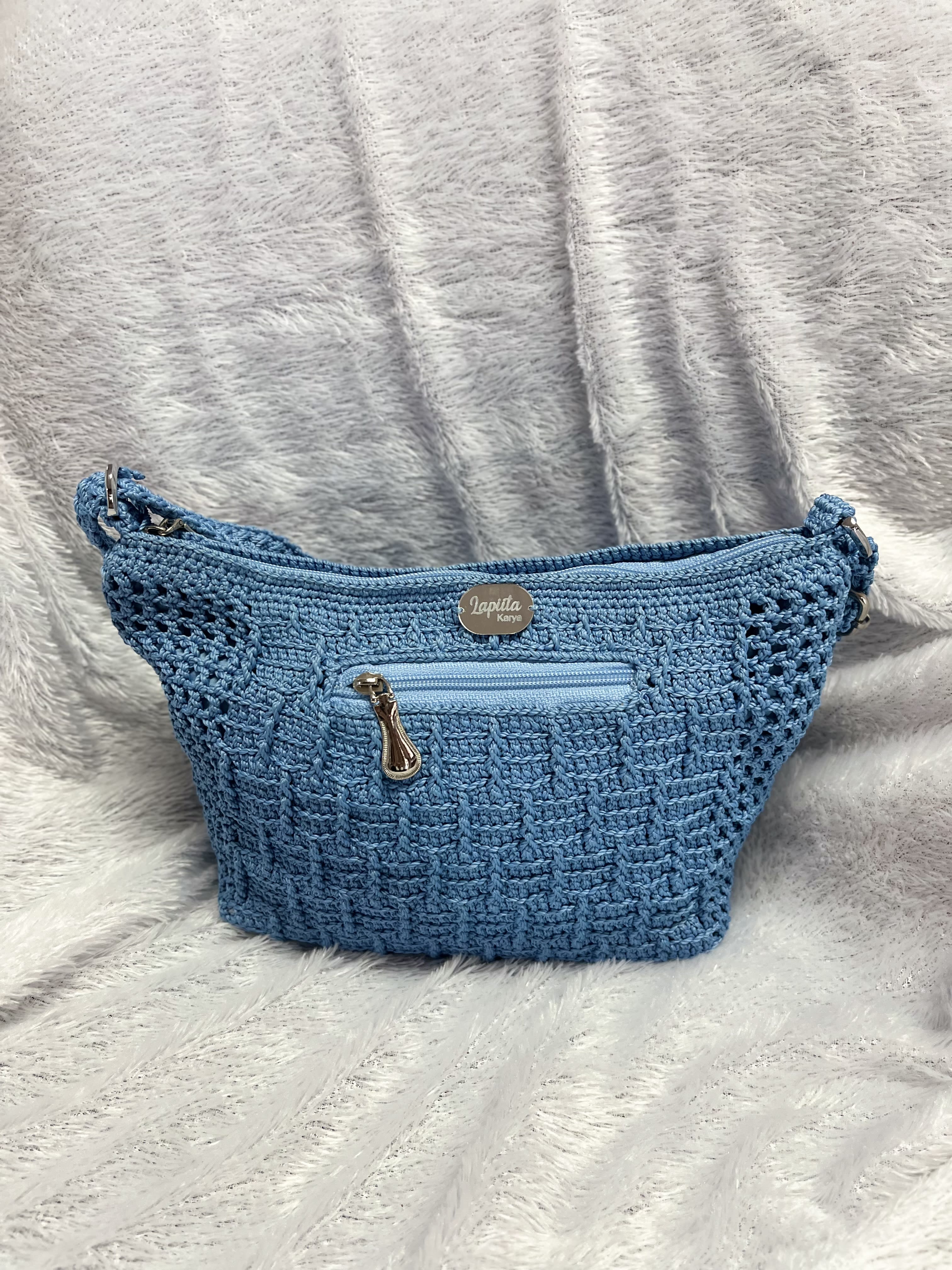 Tas Selempang Rajut (Biru)