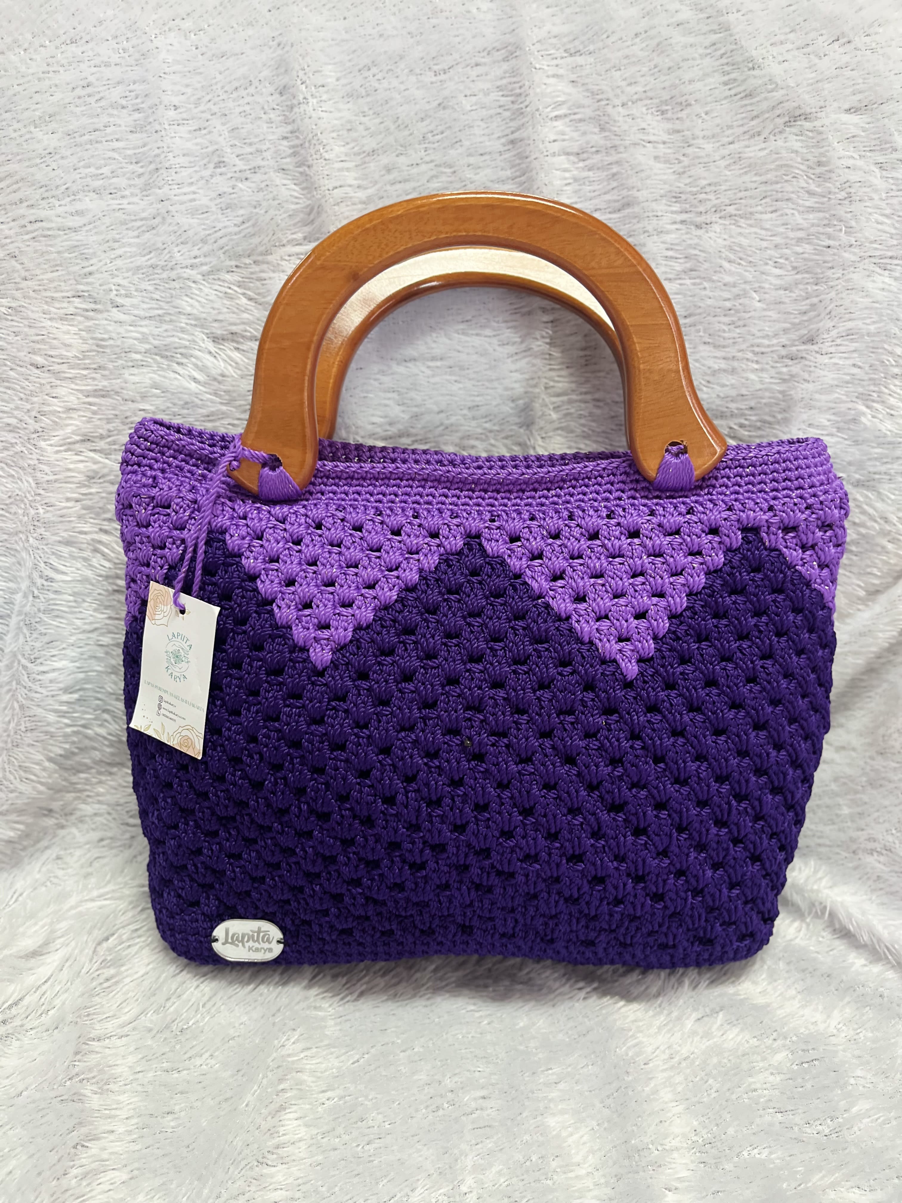 Tas Jinjing Rajut (Gradasi Ungu)