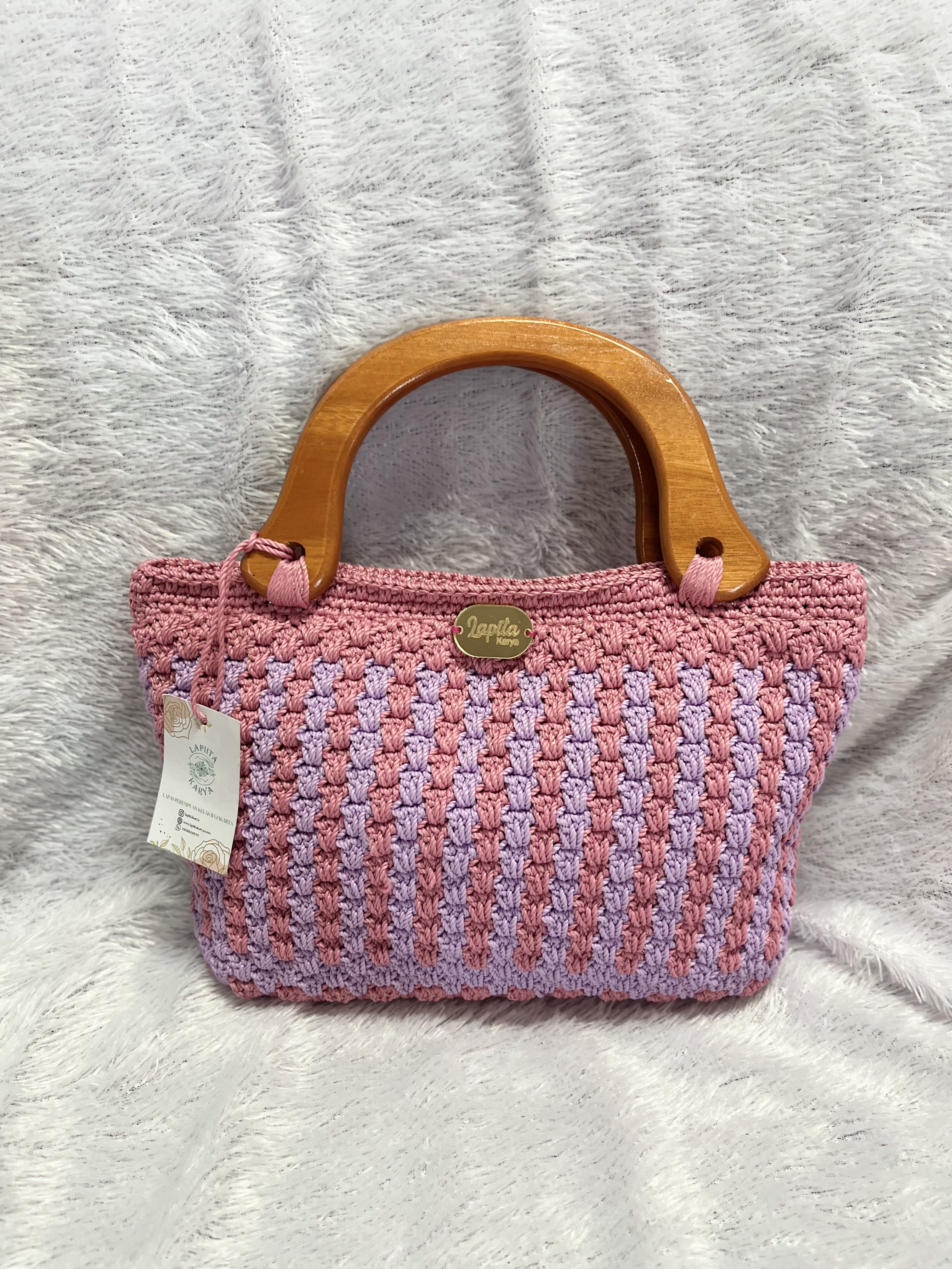Tas Jinjing Rajut (Ungu Pink)