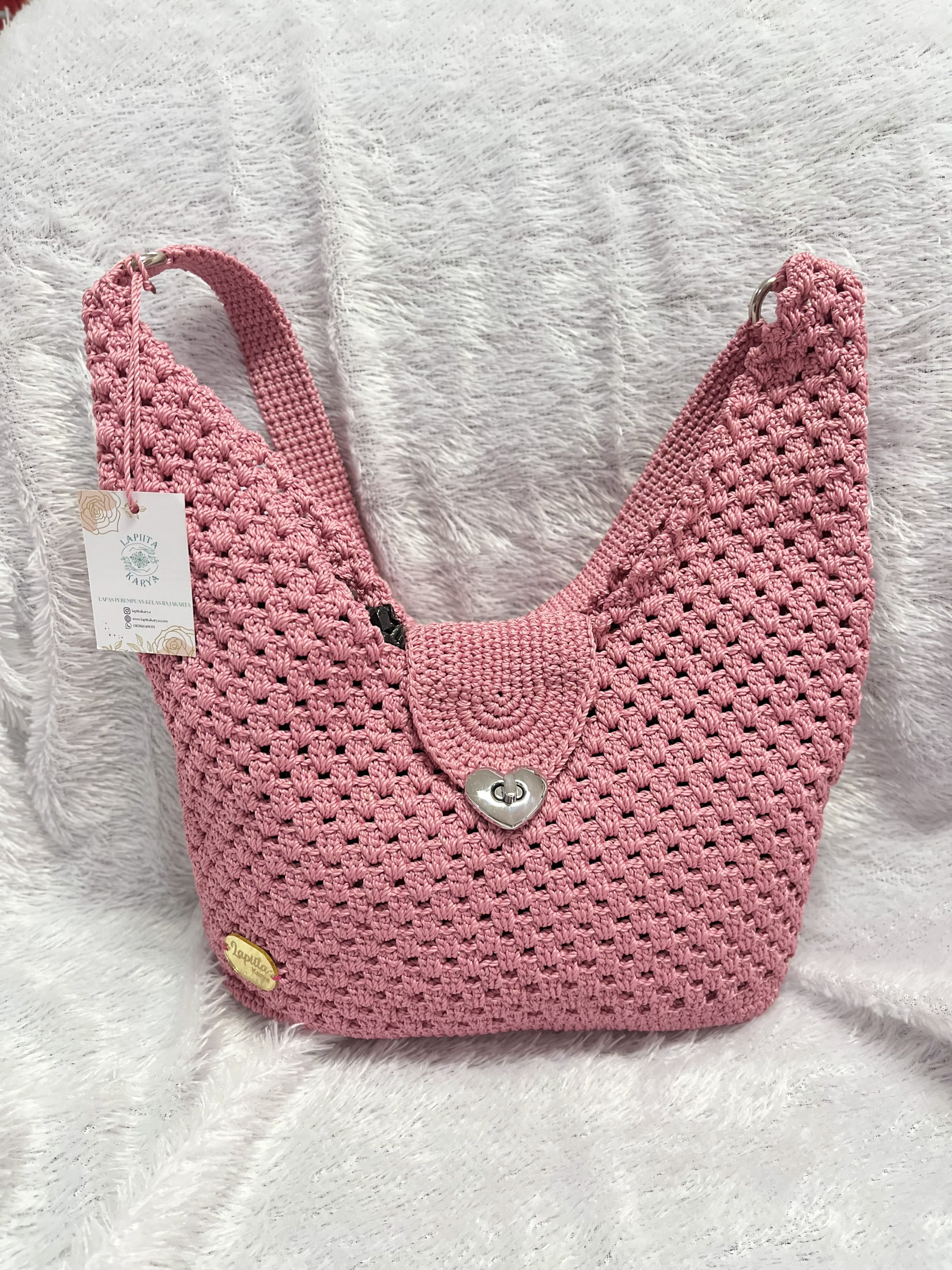 Tas Selempang Rajut (Pink)
