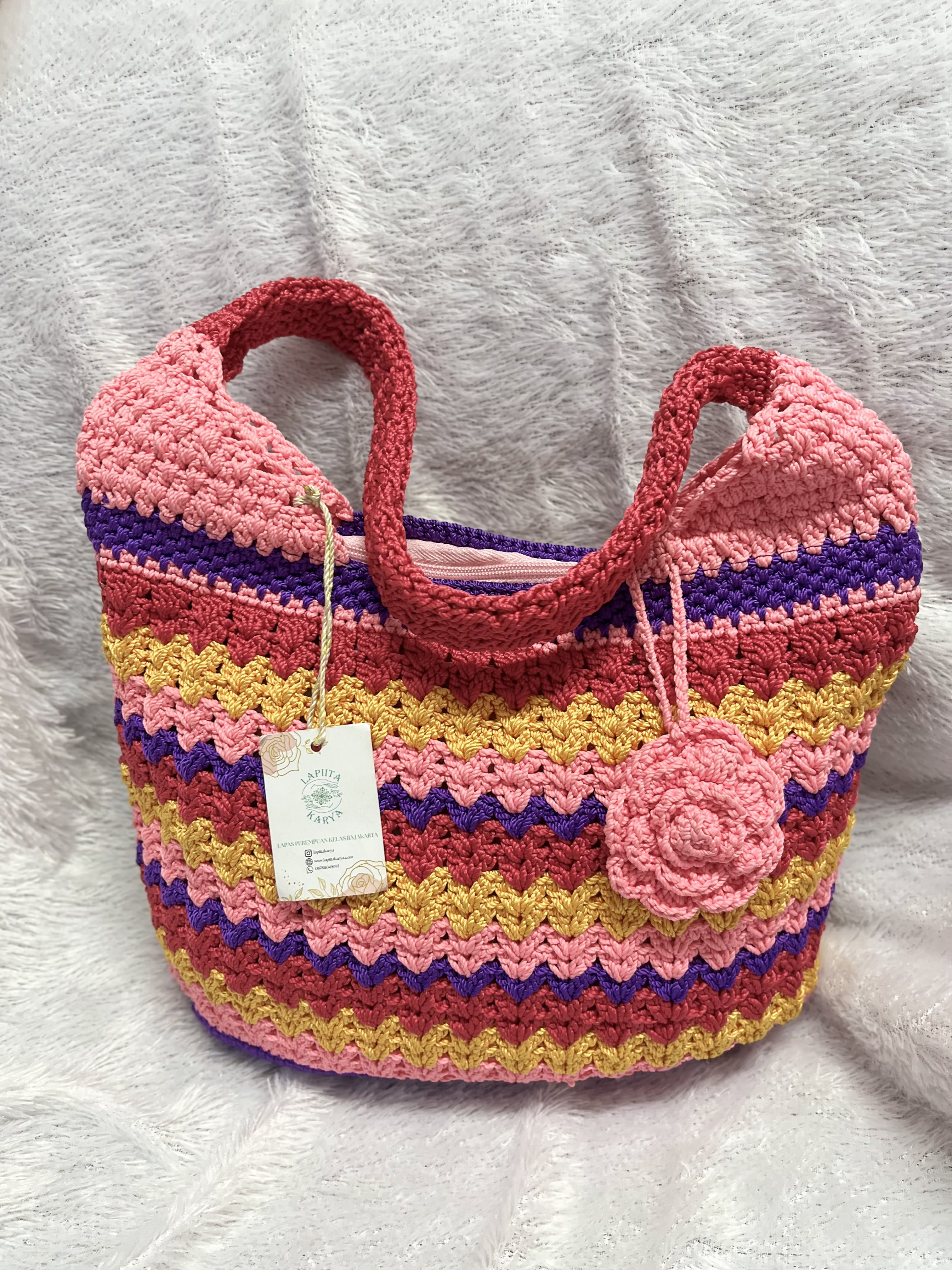 Tas Selempang Rajut (Gradasi Cerah)