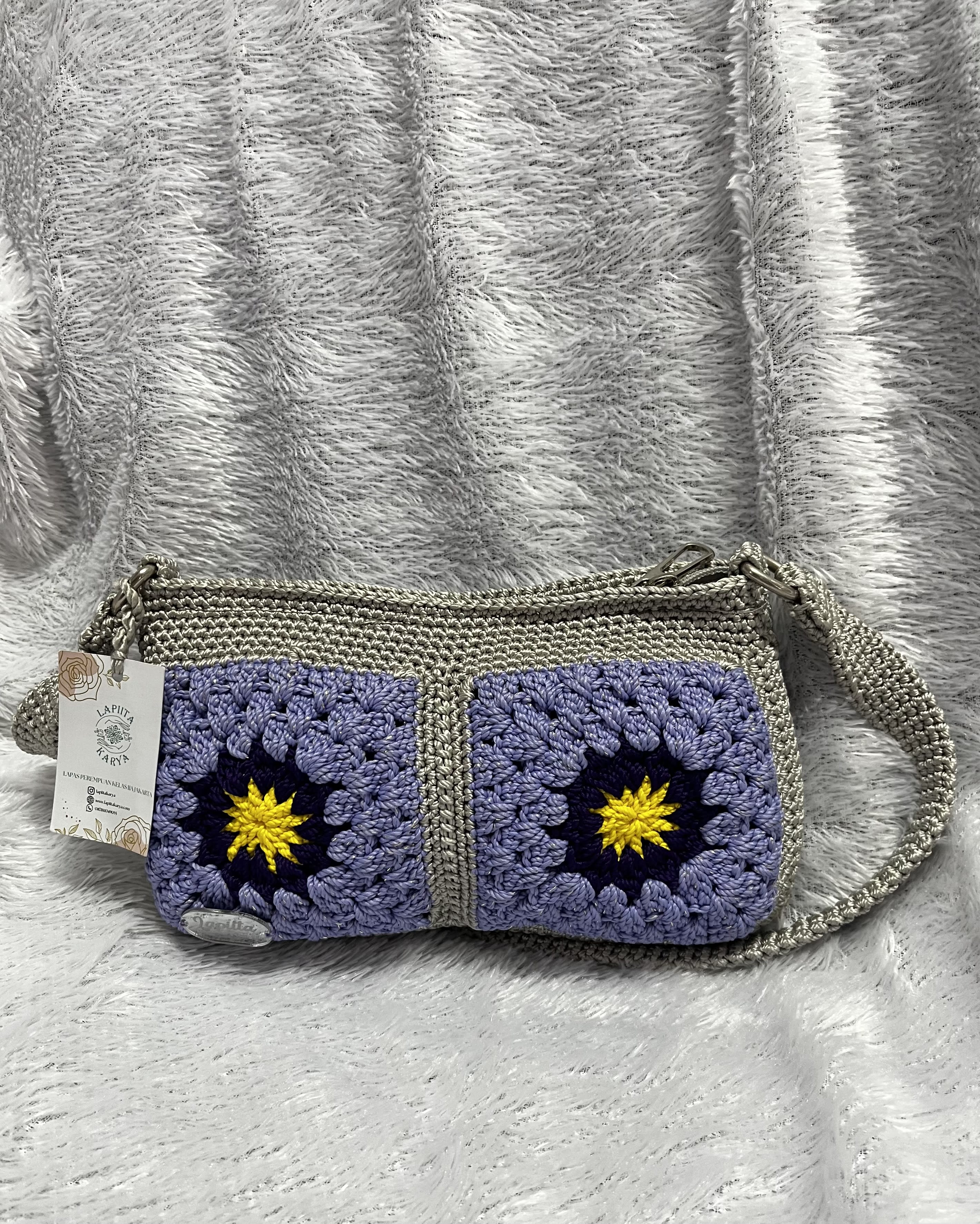 Tas Selempang Rajut (Abu-abu Ungu)