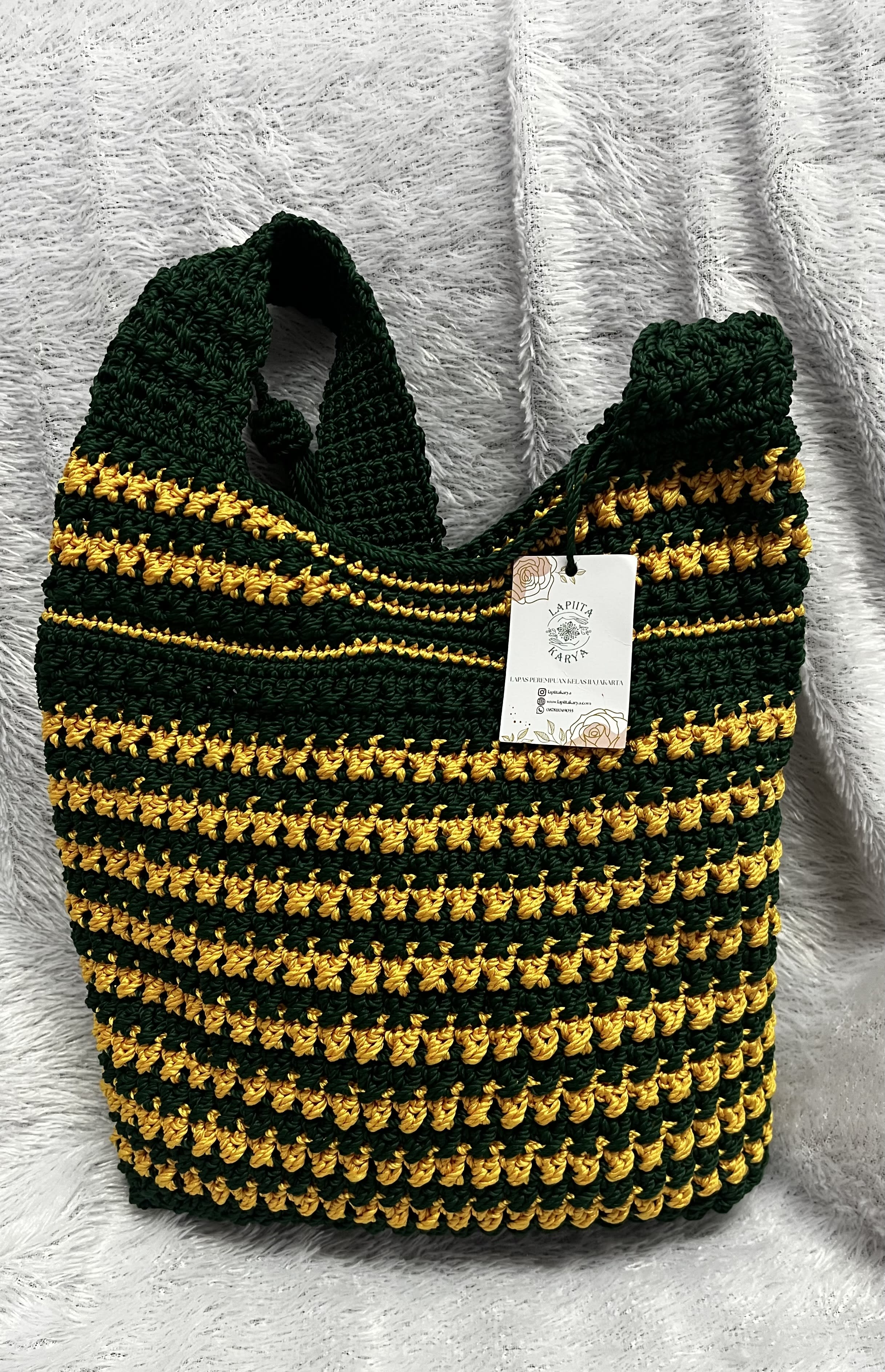 Tas Selmpang Rajut (Hijau Kuning)