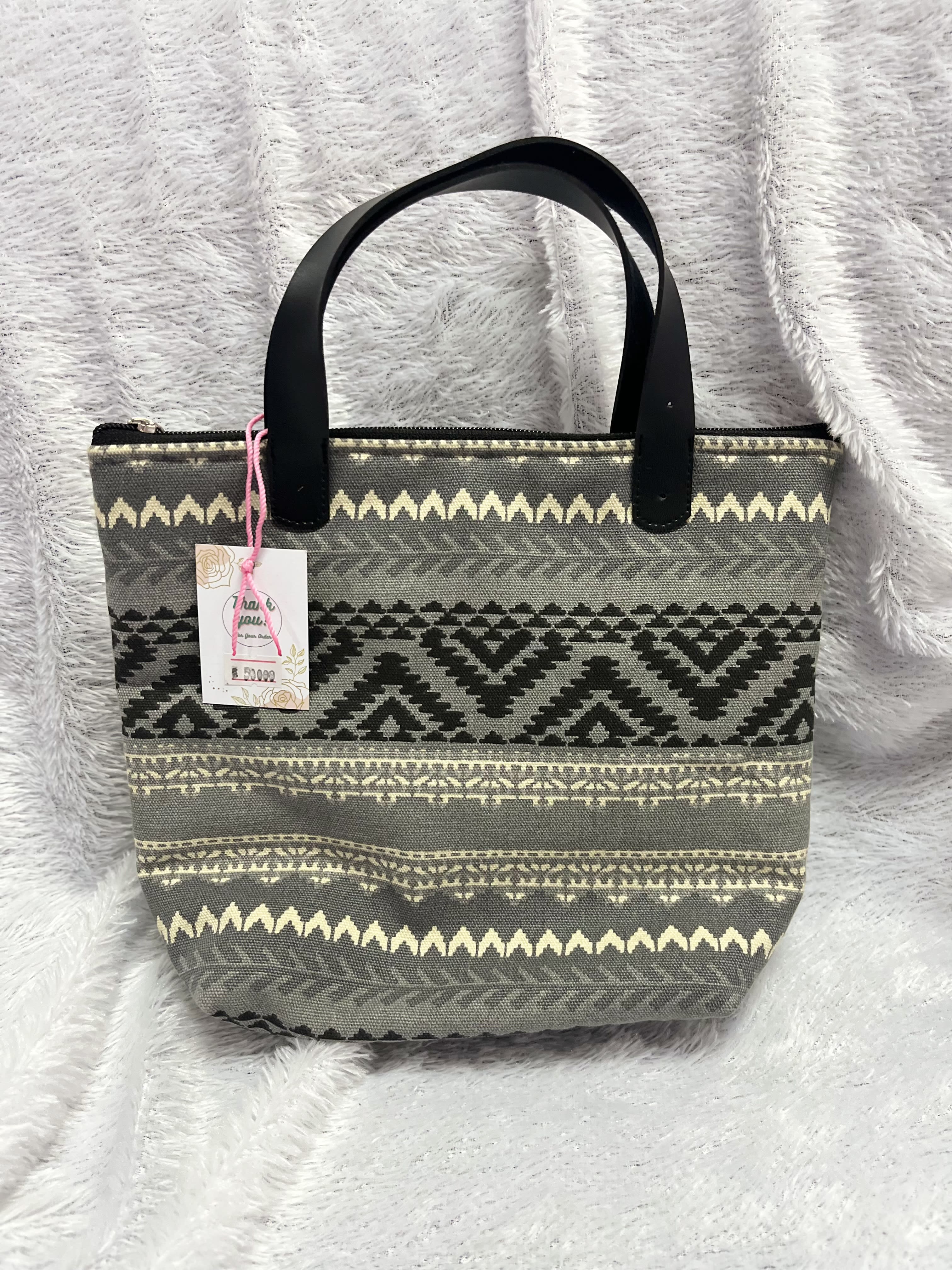 Tas Kanvas (Motif Abu-abu)