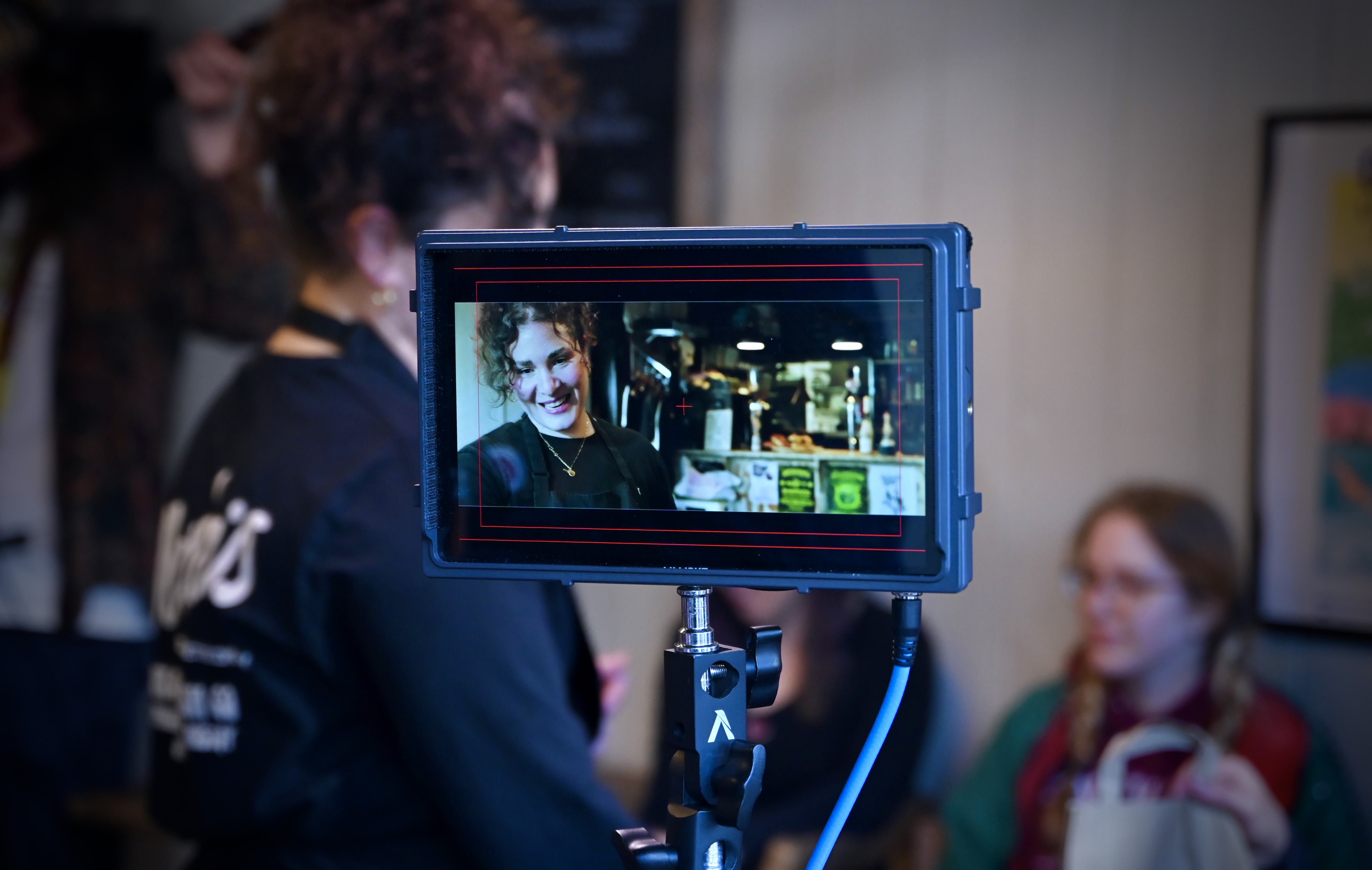 A scene from Inheritance framed on the production monitor