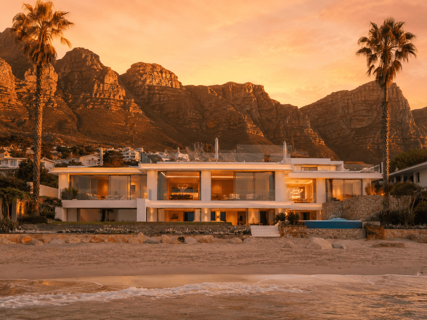 Camps Bay sea-facing villa at sunset