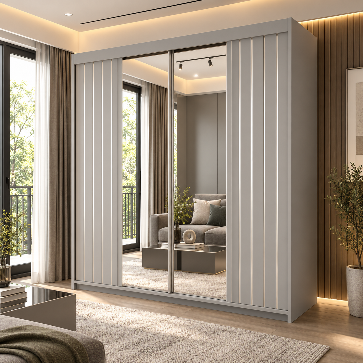 Double Mirror Sliding Door Wardrobe