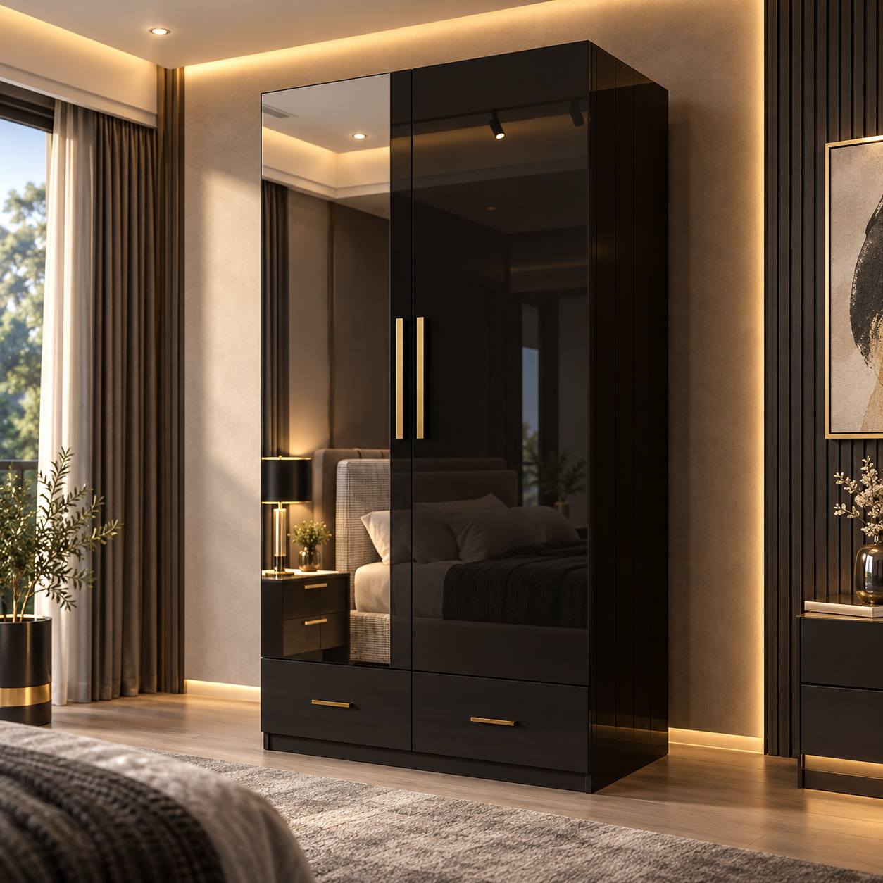 Modern High Gloss 2-Door Wardrobe