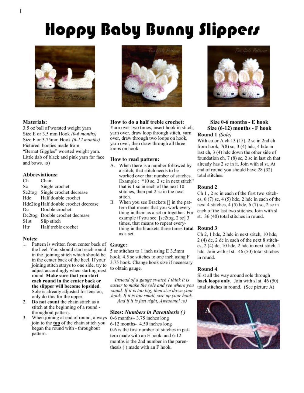 Three pairs of cream crochet baby bunny slippers with pink bows and long ears