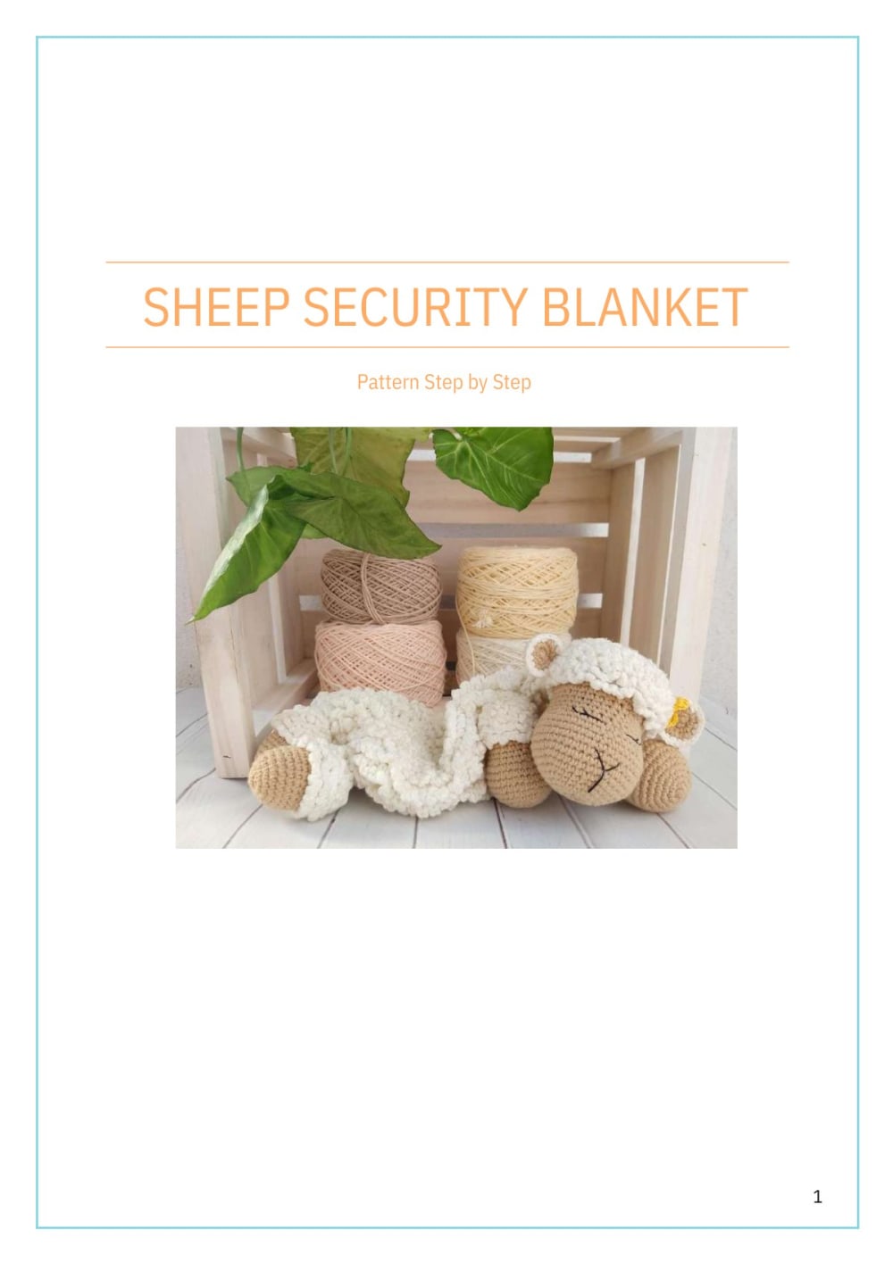 Cream sheep security blanket lovey on a bed
