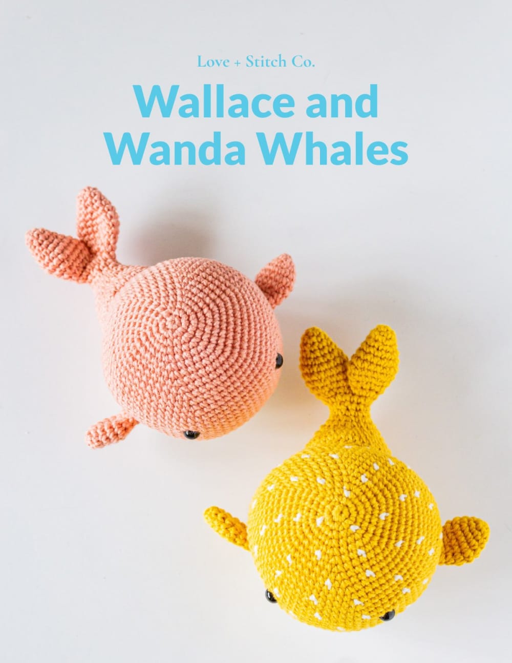 Pink and yellow round crochet whales