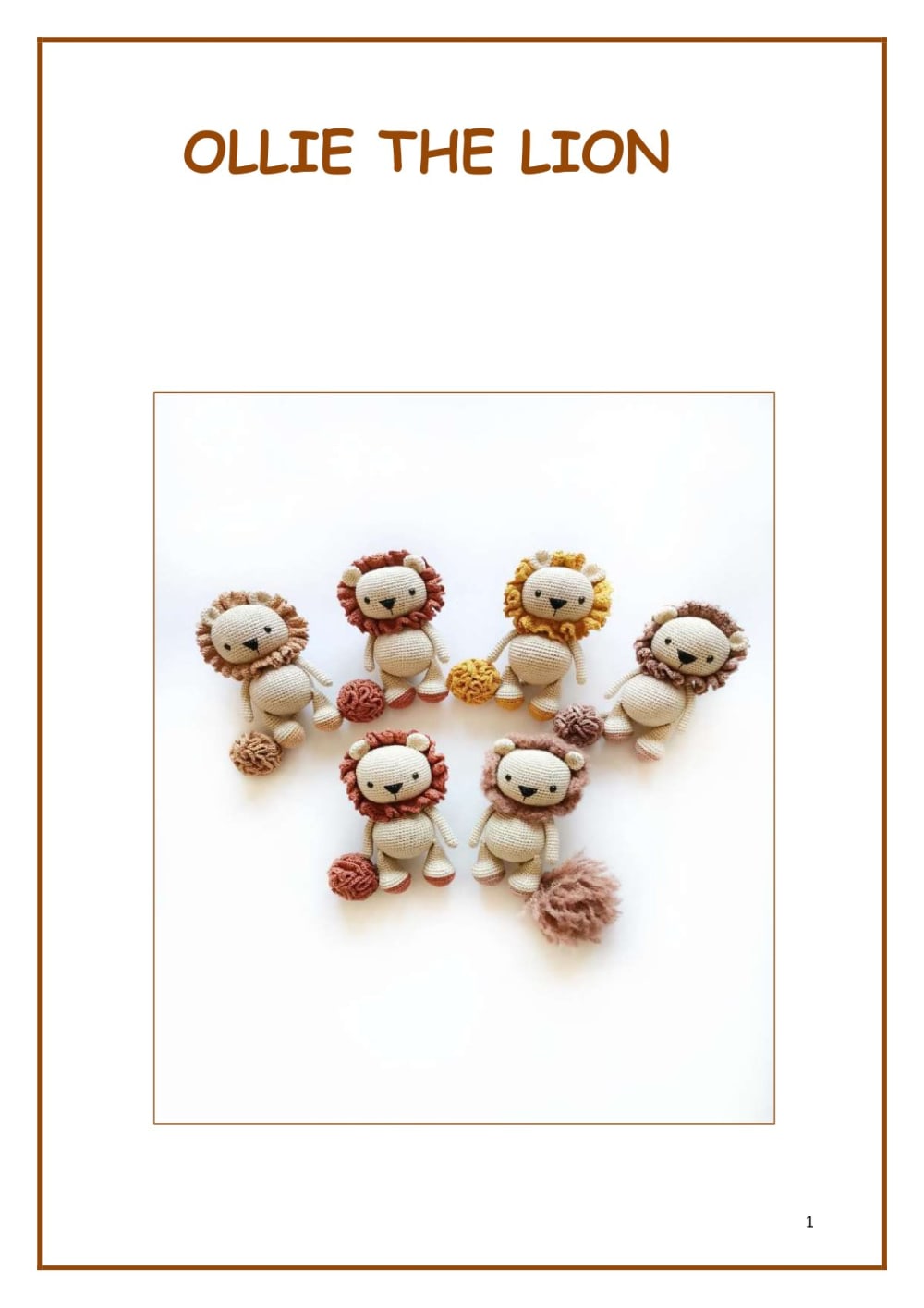 Group of little crochet lions with brown manes