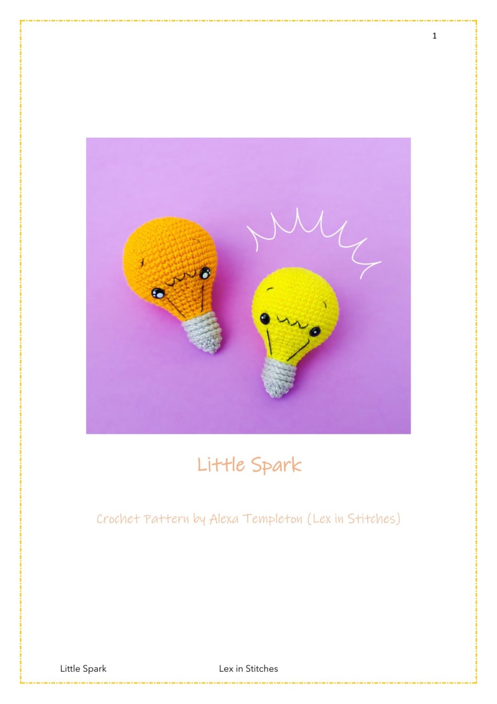 Two smiling crochet light bulbs in yellow and orange with silver bases