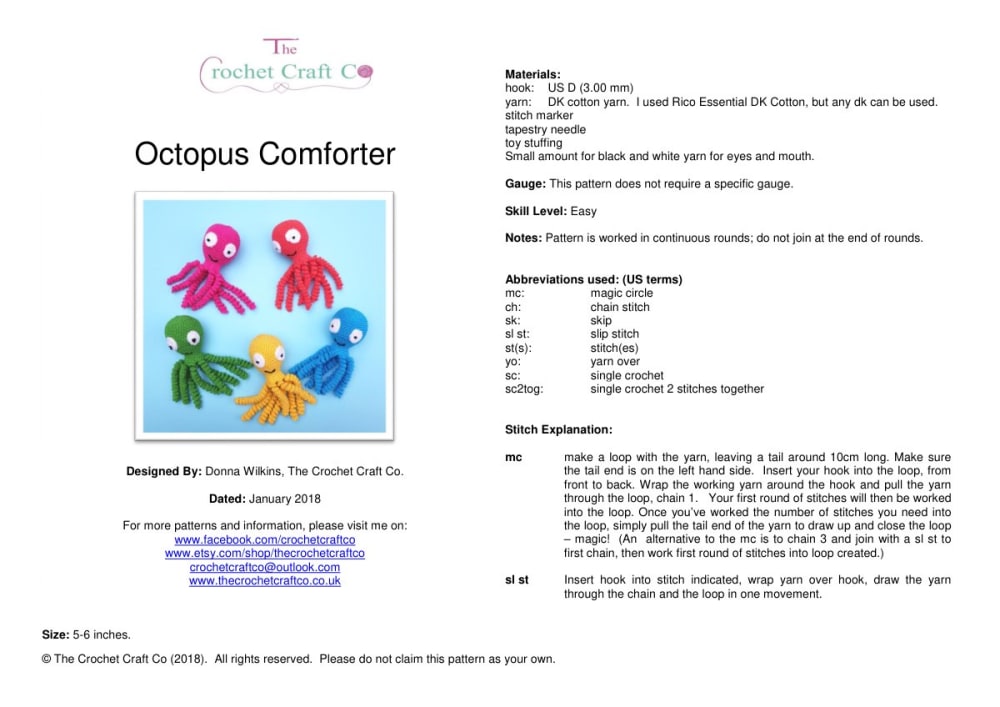 Colorful crochet octopus comforters with curly tentacles