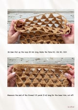 Bag walls page with photos of the triangle mesh being worked in the round