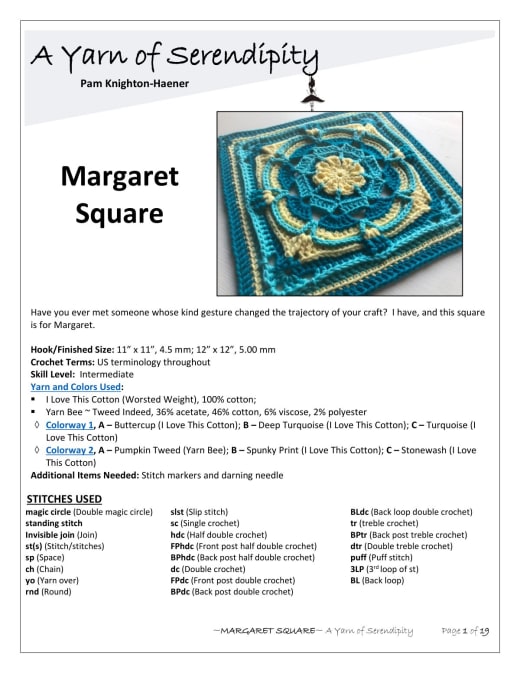 Margaret square in teal, gold and red on the cover