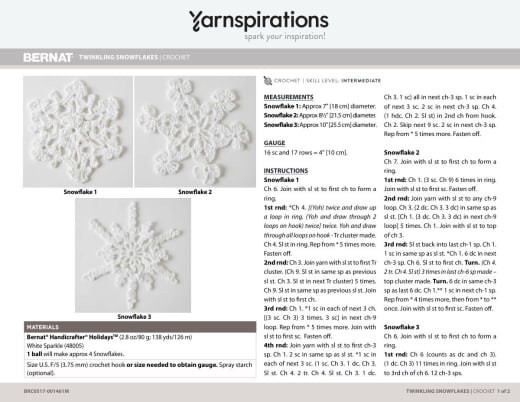 Three white crochet snowflakes of different designs
