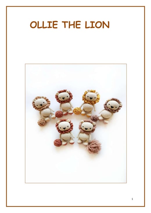 Group of little crochet lions with brown manes