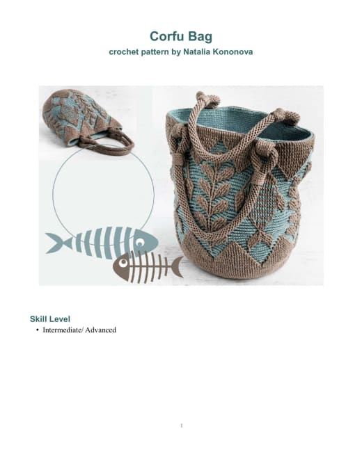 Crochet Corfu bag with raised leaf patterns