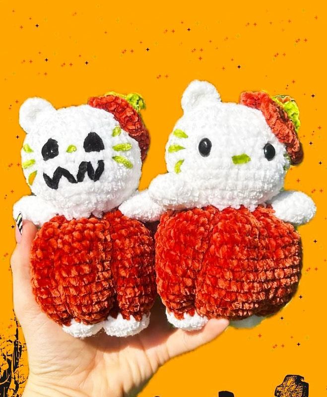 Plush Pumpkin Kitten Amigurumi