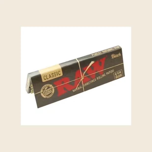 RAW Black Natural Unrefined Rolling Papers 1 14