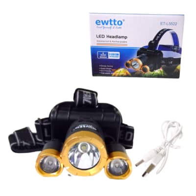 Linterna Frontal Recargable 3 Led 5W Alto Brillo Ewtto L5522