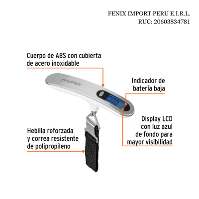 Balanza Electronica para Maleta 50kg 4 Medidas Pila CR2032, Truper 100787