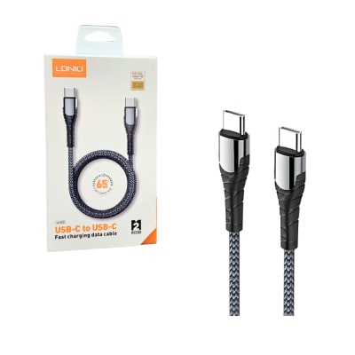 Cable De Datos USB Tipo C a Tipo C Ldnio LC102 65W Carga Rapida